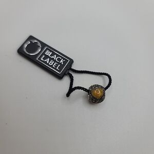 Black Label Gold Heart .925 Silver Charm